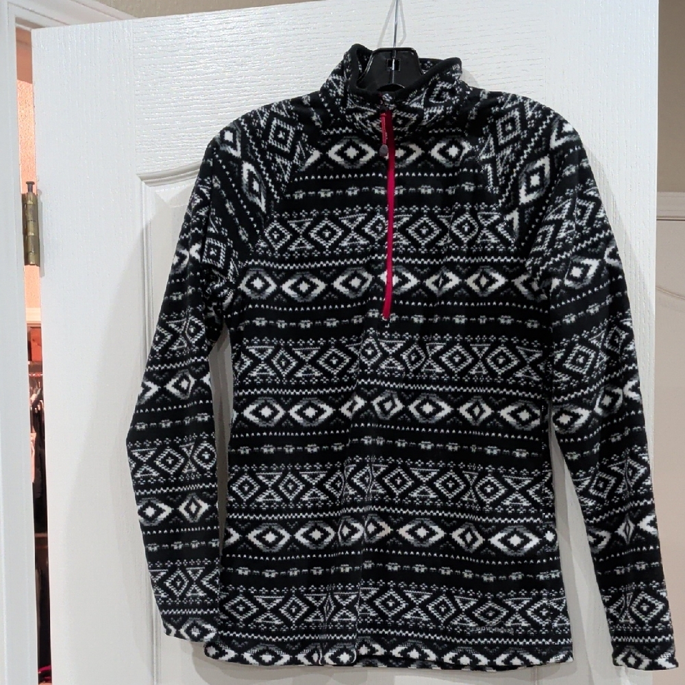 Eddie Bauer Black and White Patterned Zip-Up Jacket